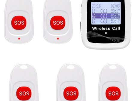 CTW07 EU Plug Wireless Elderly Emergency Alert Bell System with 5 SOS Call Buttons and 1 Digital Screen Receiver Online