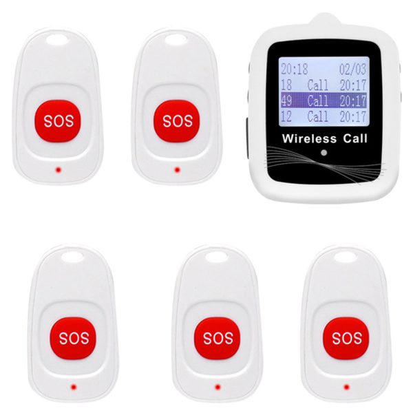 CTW07 EU Plug Wireless Elderly Emergency Alert Bell System with 5 SOS Call Buttons and 1 Digital Screen Receiver Online