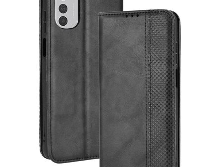 For Motorola Moto E32 4G Vintage PU Leather Phone Case Wallet Stand Well-protected Cover Shell on Sale